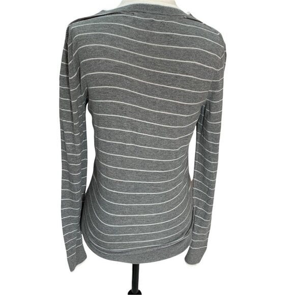 𝅺banana Republic Factory🖤Cotton Blend Striped Grey Crew Neck Sweater XS - Picture 5 of 9